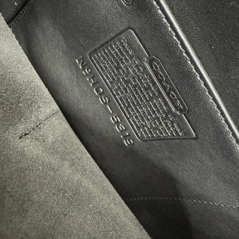 Vintage Coach Black Leather Briefcase Bag with Shoulder Strap & Key